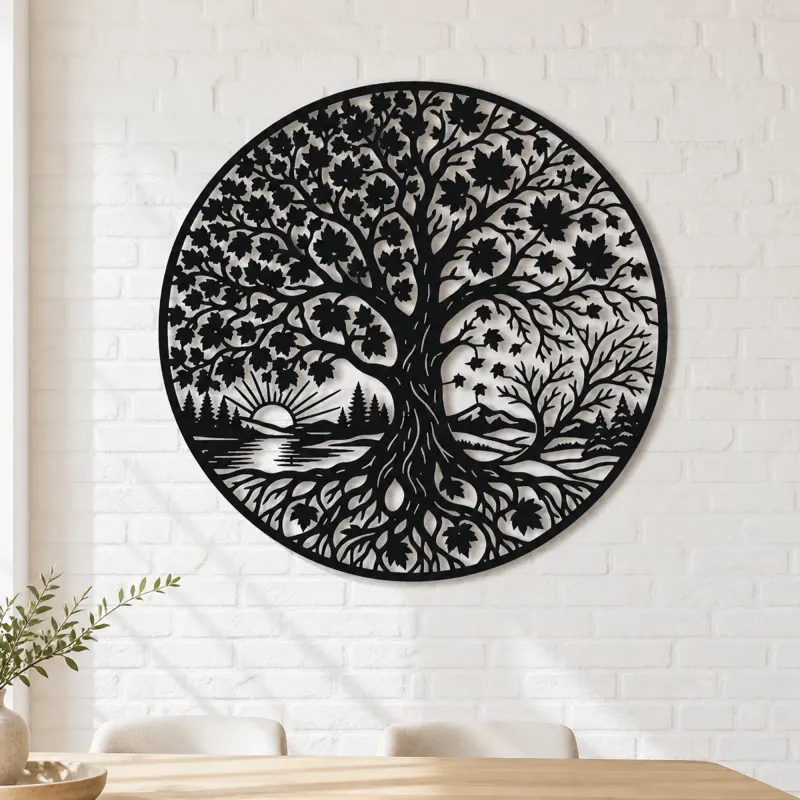 Maple Tree Seasons Metal Wall Art | Botanical Metal Wall Decor - lifestyle view 4