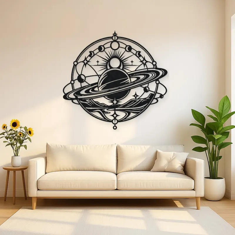 Saturn Ring Rhythm Metal Wall Art | Celestial Boho Wall Decor