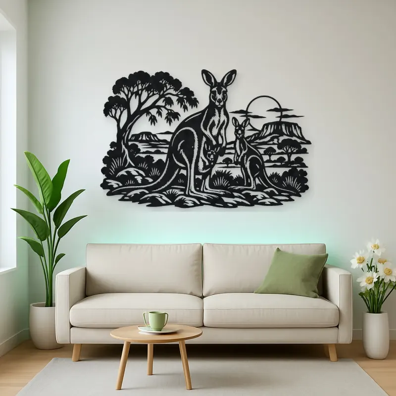 Kangaroo Outback Metal Wall Art | Wildlife Silhouette Decor