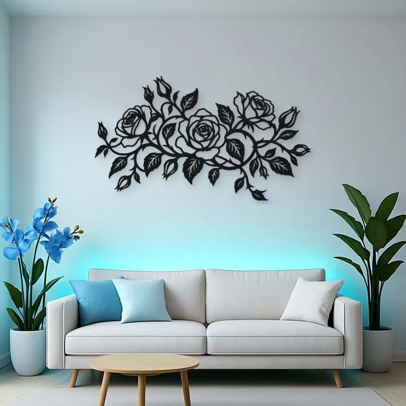 Rose Vine Embrace Metal Wall Art | Botanical Metal Wall Decor