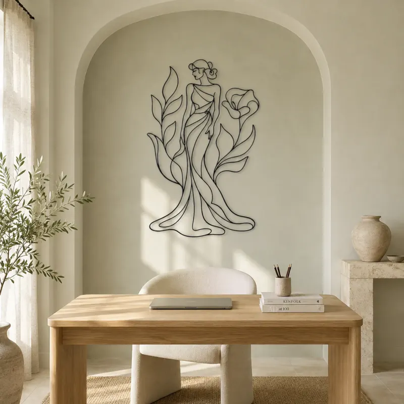 Botanical Gown Muse Metal Wall Art | Botanical Woman Wall Decor - lifestyle view 4