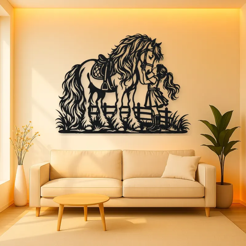 Pony and Child Metal Wall Art | Equestrian Wall Decor