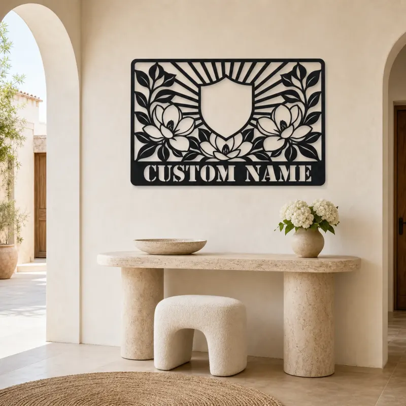 Personalized Magnolia Monogram Metal Wall Art - lifestyle view 3