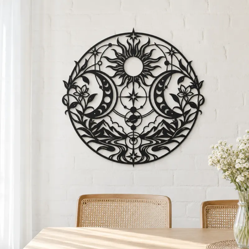 Twin Crescent Balance Metal Wall Art | Modern Abstract Metal Decor - lifestyle view 4