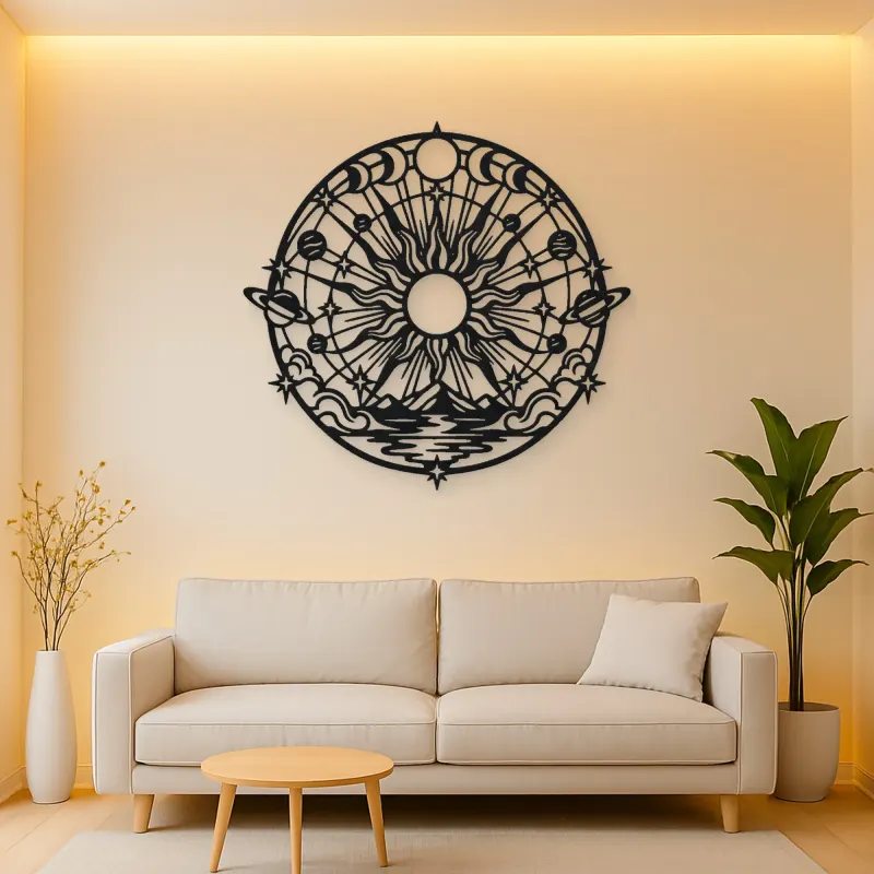 Radiant Sunburst Metal Wall Art | Celestial Boho Wall Decor