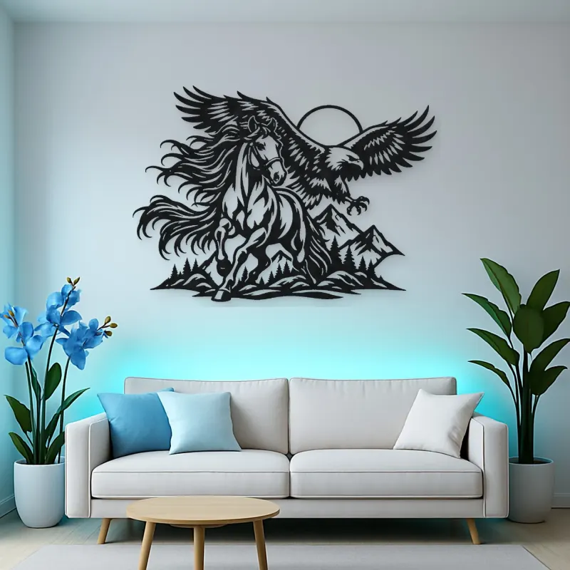 Horse and Eagle Metal Wall Art | Equestrian Wall Decor
