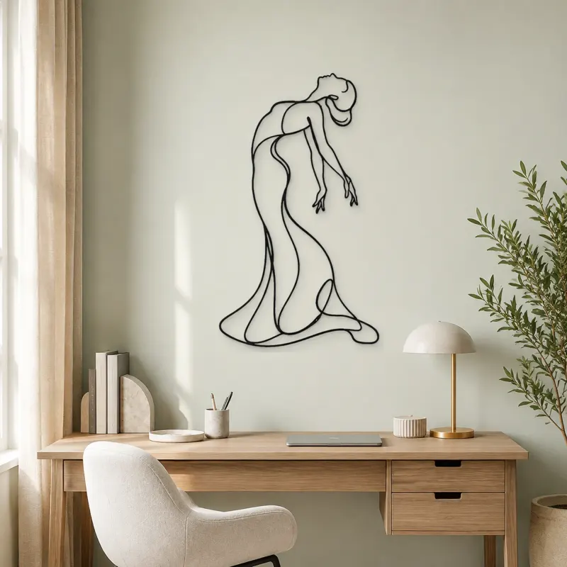Arched Back Flow Metal Wall Art | Feminine Figure Wall Decor - lifestyle view 4