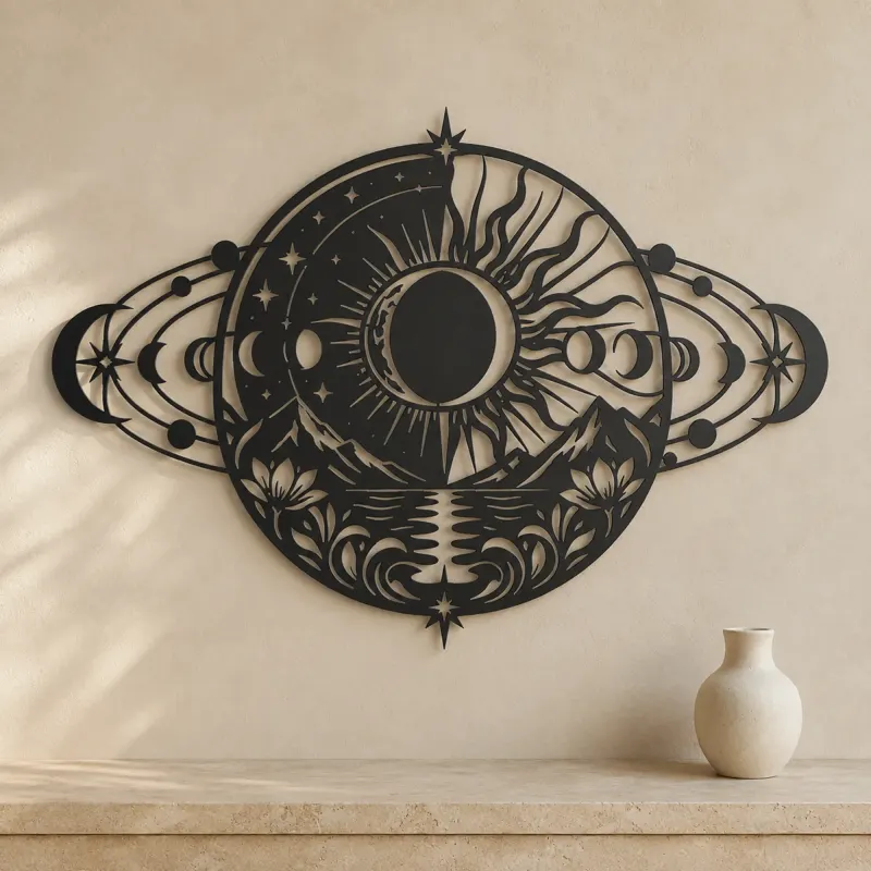 Eclipse Harmony Metal Wall Art | Celestial Boho Wall Decor - lifestyle view 3