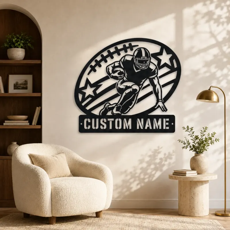 Personalized Running Back Stars and Stripes Metal Wall Art - lifestyle view 5