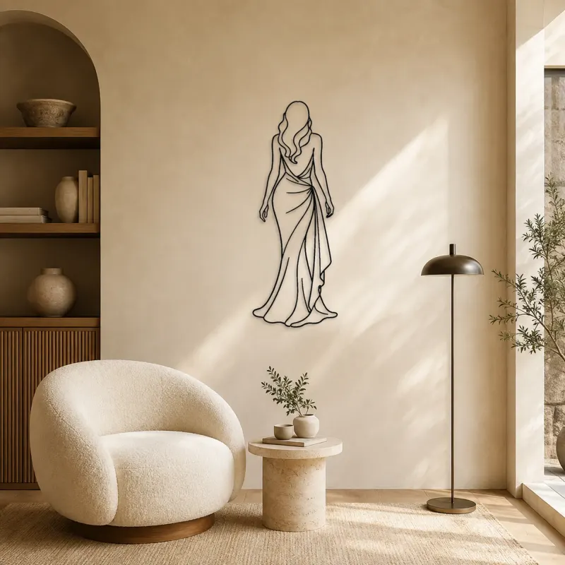 Long Hair Back View Metal Wall Art | Fashion Figure Wall Decor - lifestyle view 5