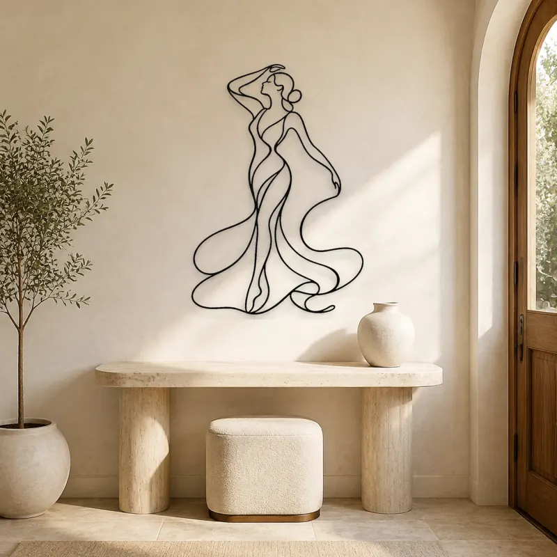 Ribbon Body Flow Metal Wall Art | Feminine Figure Wall Decor - lifestyle view 3