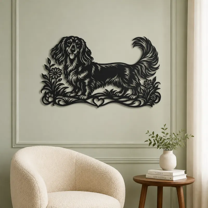 Dachshund Long Line Metal Wall Art | Pet Lover Silhouette Decor - lifestyle view 2