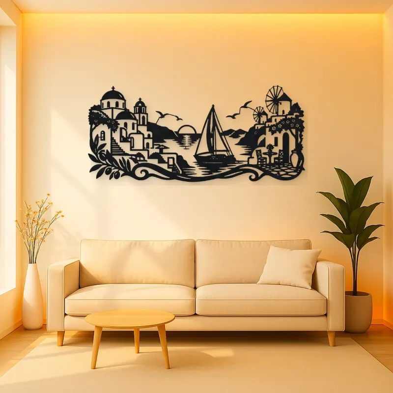 Greek Island Sail Metal Wall Art | Coastal and Nautical Wall Decor