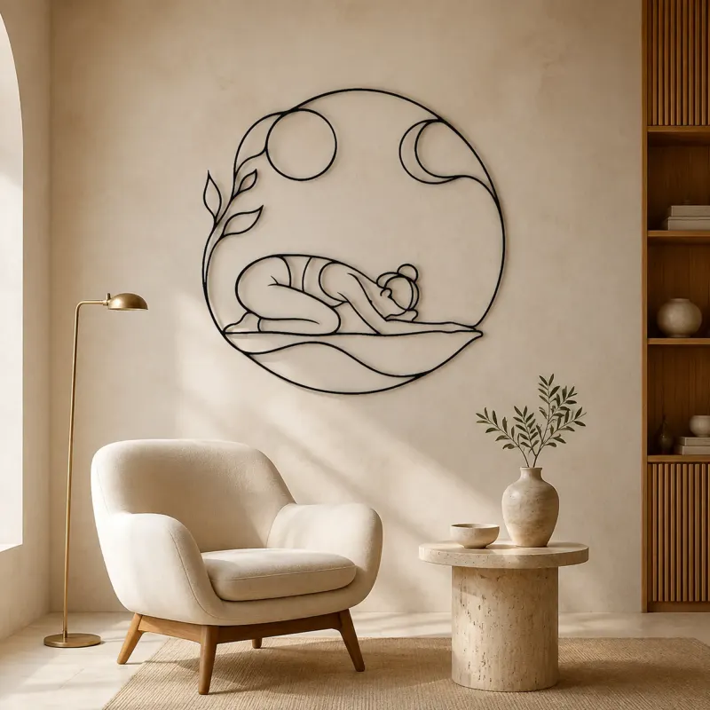 Child Pose Calm Metal Wall Art | Yoga and Meditation Wall Decor - lifestyle view 5