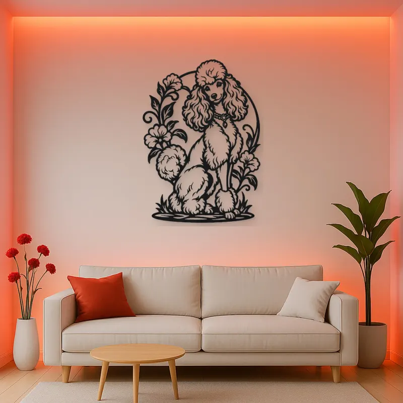 Poodle Elegant Pose Metal Wall Art | Pet Lover Silhouette Decor