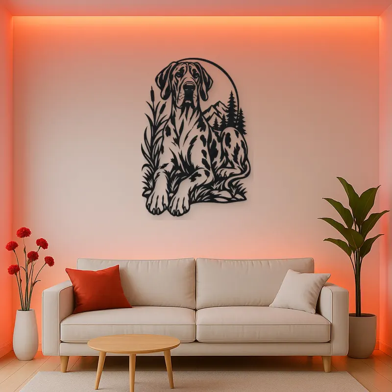 Great Dane Minimal Metal Wall Art | Pet Lover Silhouette Decor