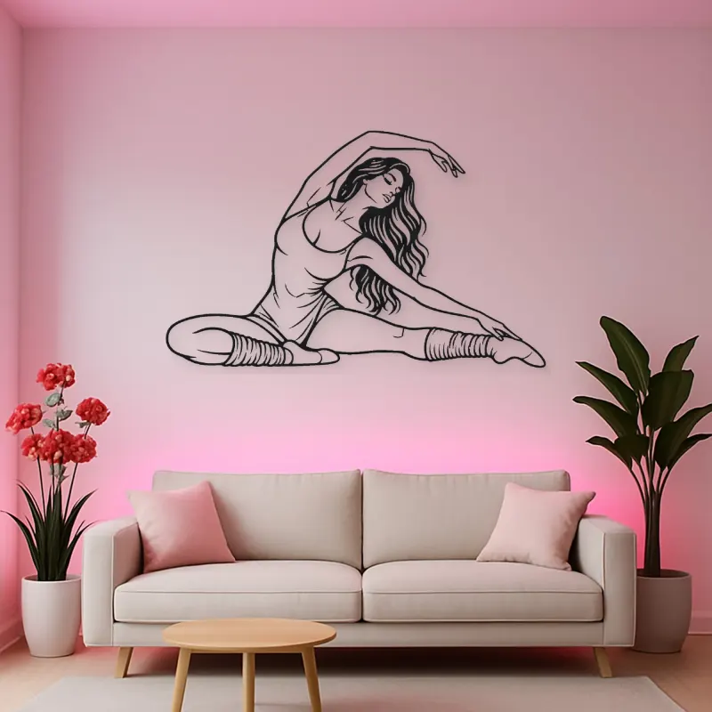Floor Stretch Muse Metal Wall Art | Movement Silhouette Decor