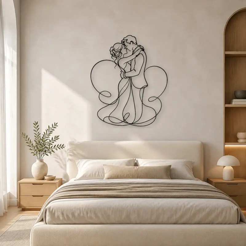 Nose Touch Couple Metal Wall Art | Romantic Couple Decor - lifestyle view 2