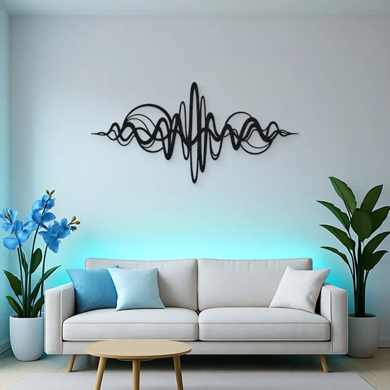 Continuous Sound Wave Metal Wall Art | Music Room Wall Decor