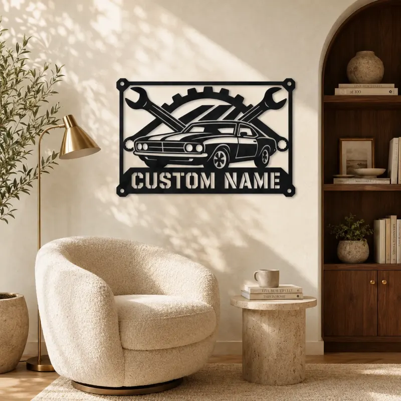 Personalized Classic Muscle Car Metal Wall Art - lifestyle view 5