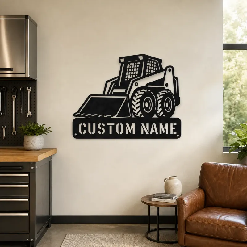 Personalized Compact Skid Steer Loader Metal Wall Art - lifestyle view 4