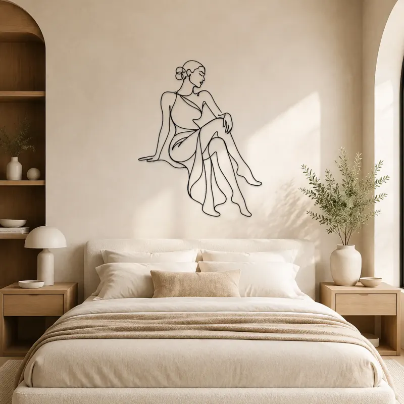 Serene Seated Figure Metal Wall Art | Feminine Figure Wall Decor - lifestyle view 2