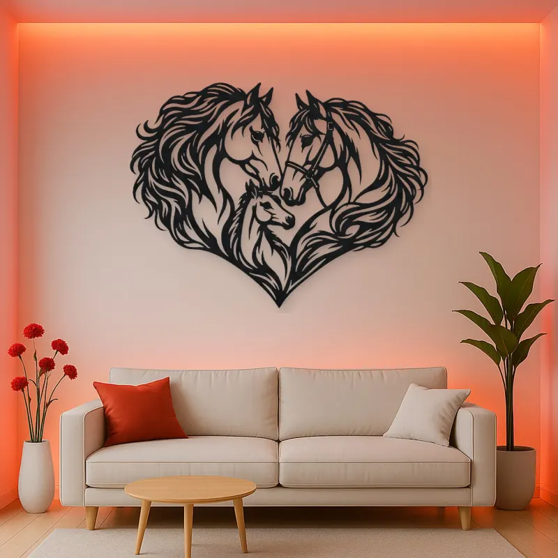 Horse Heart Profiles Metal Wall Art | Equestrian Wall Decor