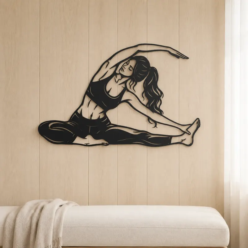 Seated Side Stretch Metal Wall Art | Movement Silhouette Decor - lifestyle view 5