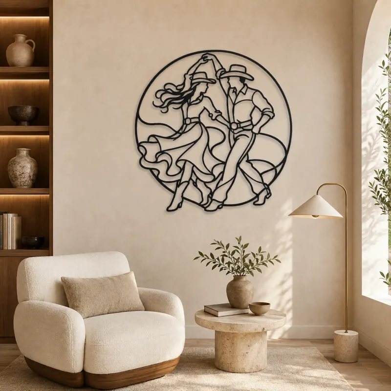 Country Line Dance Metal Wall Art | Couple Dance Wall Decor - lifestyle view 5