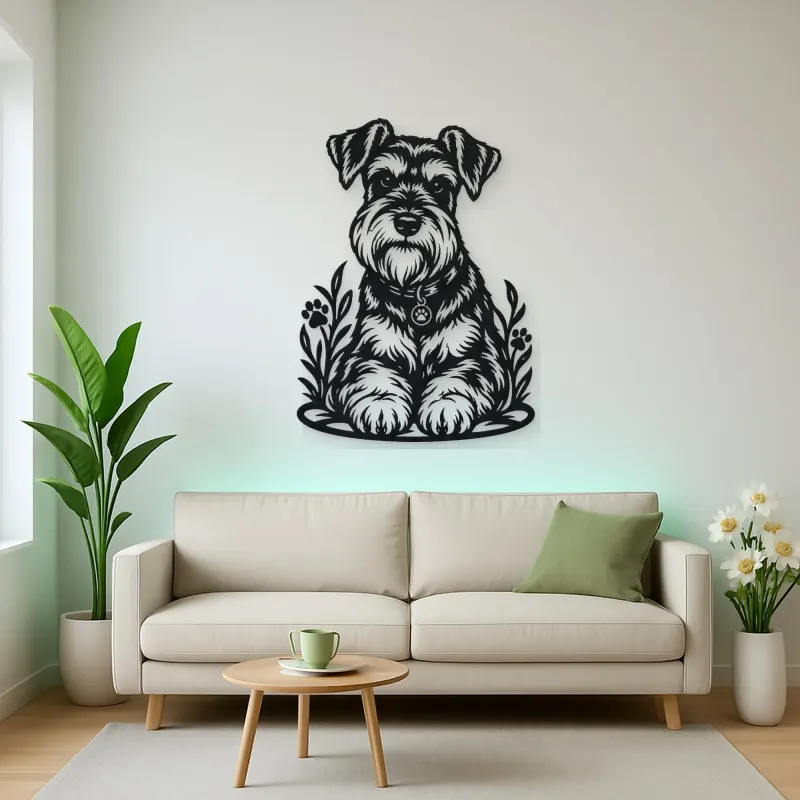 Schnauzer Portrait Metal Wall Art | Pet Lover Silhouette Decor