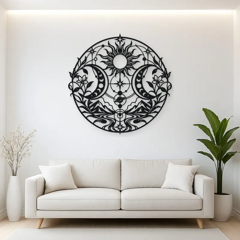 Twin Crescent Balance Metal Wall Art | Modern Abstract Metal Decor