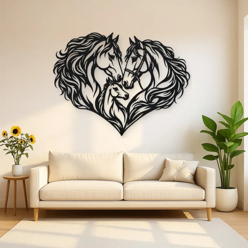 Horse Heart Profiles Metal Wall Art | Equestrian Wall Decor