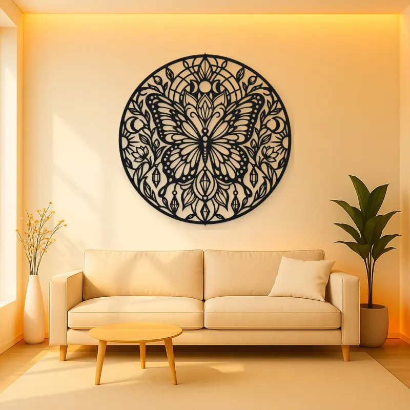 Butterfly Mandala Metal Wall Art | Spiritual Boho Metal Decor