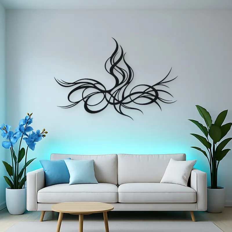 Rising Energy Lines Metal Wall Art | Modern Abstract Metal Decor