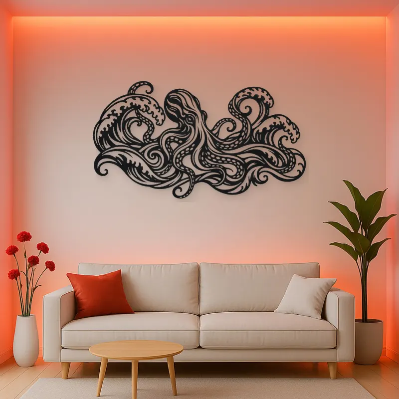 Octopus Flow Metal Wall Art | Coastal and Nautical Wall Decor