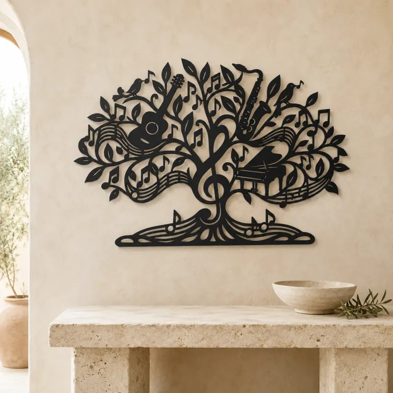 Music Note Tree Metal Wall Art | Music Room Wall Decor - lifestyle view 3