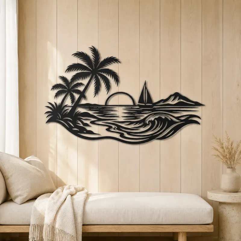 Beach Palm Horizon Metal Wall Art | Coastal and Nautical Wall Decor - lifestyle view 5