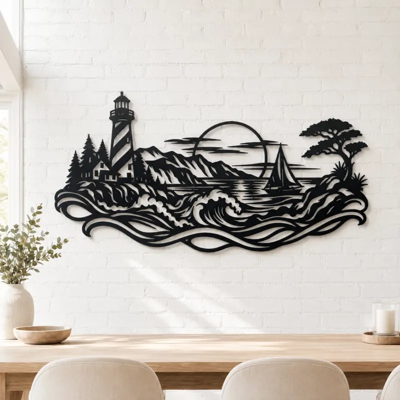 Lighthouse Coastline Metal Wall Art | Coastal and Nautical Wall Decor - lifestyle view 4