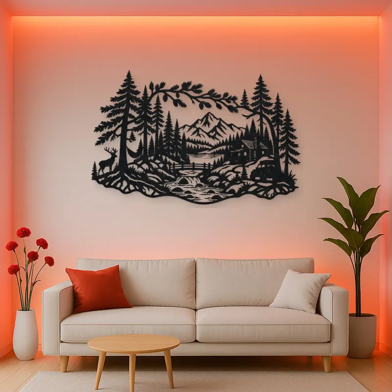 Whispering Pine Forest Metal Wall Art | Nature Silhouette Decor