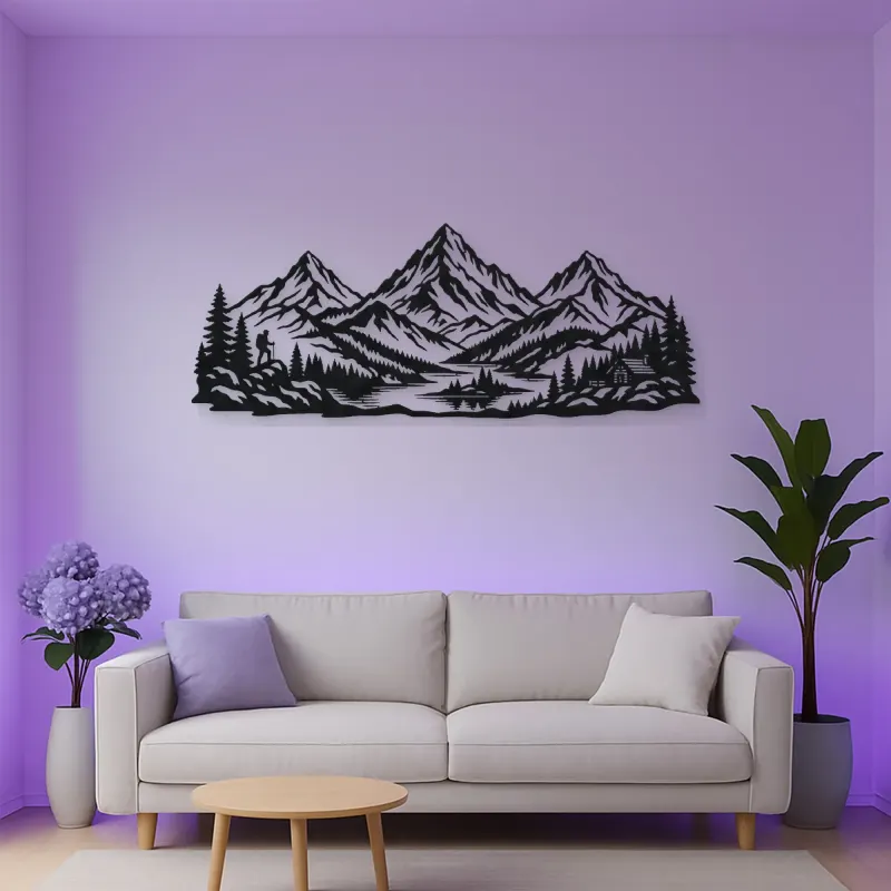 Three Peak Horizon Metal Wall Art | Nature Silhouette Decor