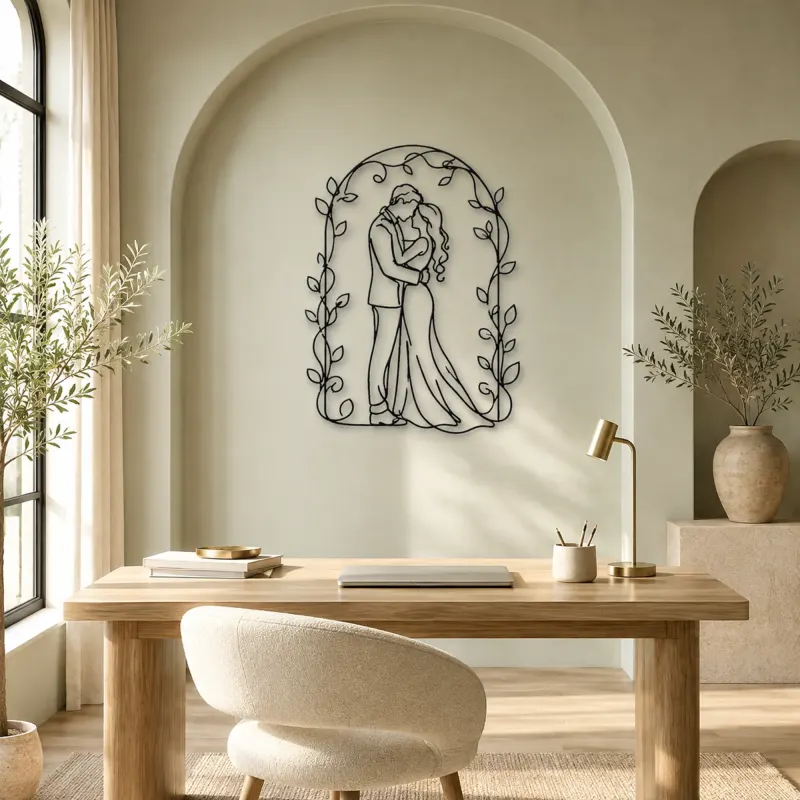 Romantic Arch Couple Metal Wall Art | Romantic Couple Decor - lifestyle view 4