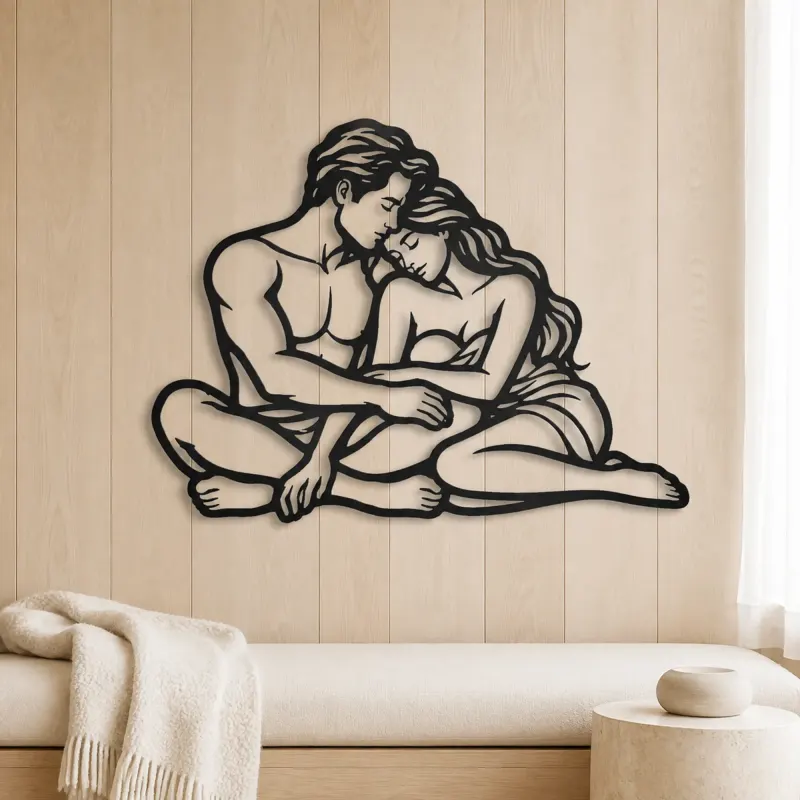 Quiet Night Cuddle Metal Wall Art | Romantic Couple Decor - lifestyle view 5