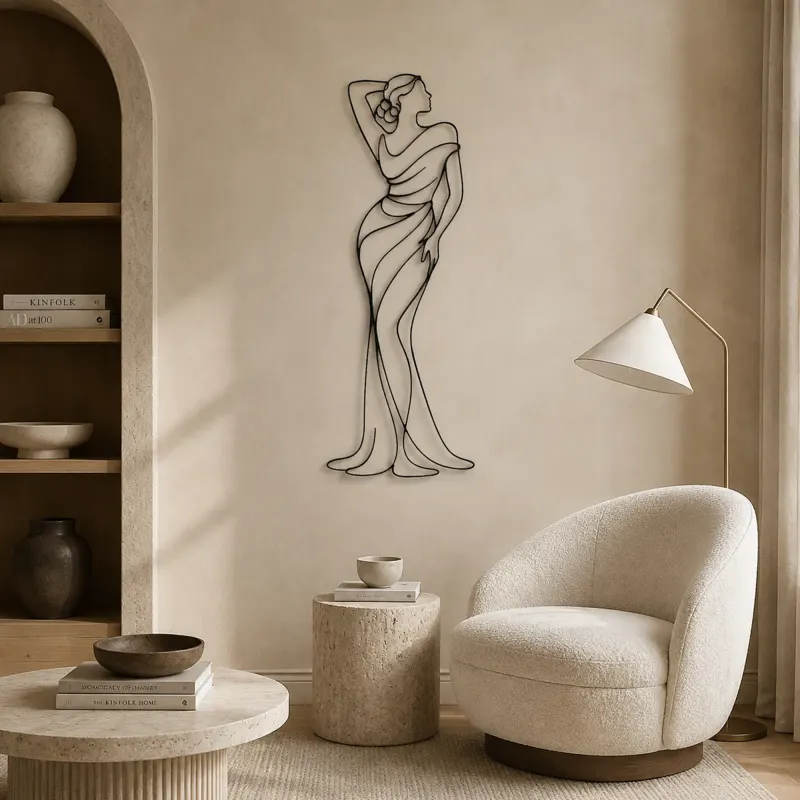 Art Deco Feminine Pose Metal Wall Art | Fashion Figure Wall Decor - lifestyle view 5