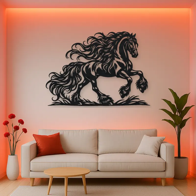 Friesian Mane Flow Metal Wall Art | Equestrian Wall Decor