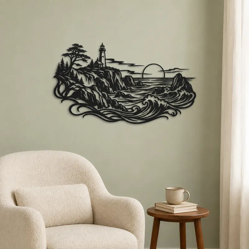 Rocky Coastal Cliffs Metal Wall Art | Coastal and Nautical Wall Decor - lifestyle view 2