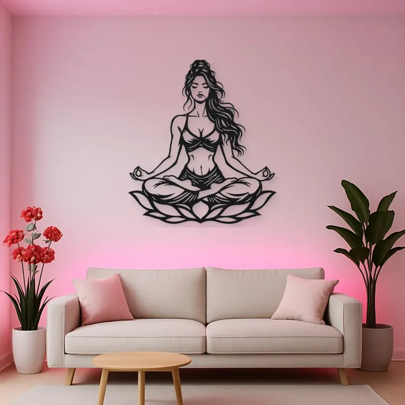 Lotus Meditation Metal Wall Art | Movement Silhouette Decor