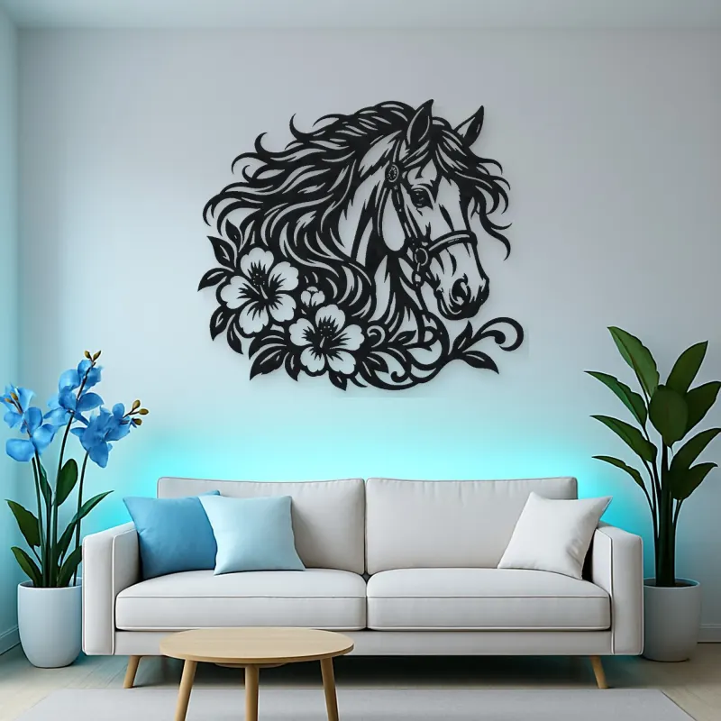 Horse Head Floral Metal Wall Art | Equestrian Wall Decor