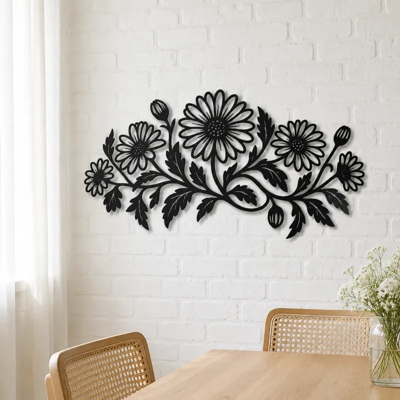 Daisy Chain Metal Wall Art | Botanical Metal Wall Decor - lifestyle view 4