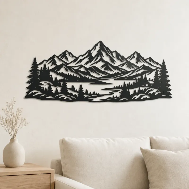 Cartel de metal de serenidad nevada | Decoración moderna abstracta de metal