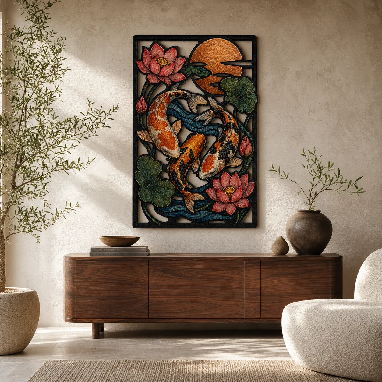 Decoración mural de metal